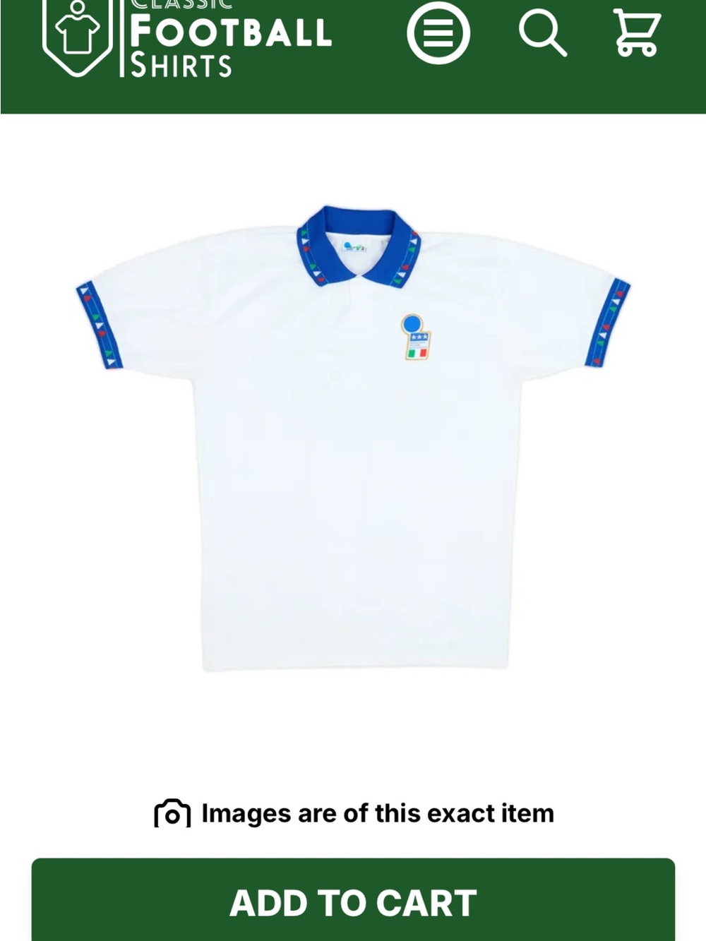 Vintage 1994-95 Italy away game jersey